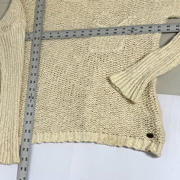 Roxy Sweater Womens Sz S Ivory Open Knit Beach Good Day Sunshine Cotton Pullover - Picture 7 of 9